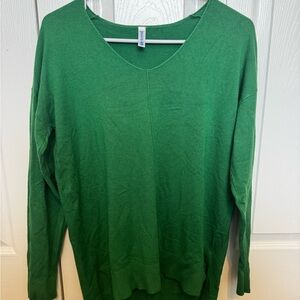 Green V-Neck Women's Top